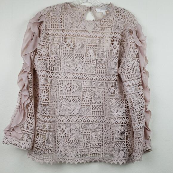 Adiva Tops - A diva | Blush Crochet w/Ruffles Top